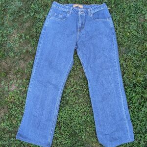 Vintage Ikeda 700 Series Jeans 90's 34 x 32 Wide Leg High Rise Medium Wash